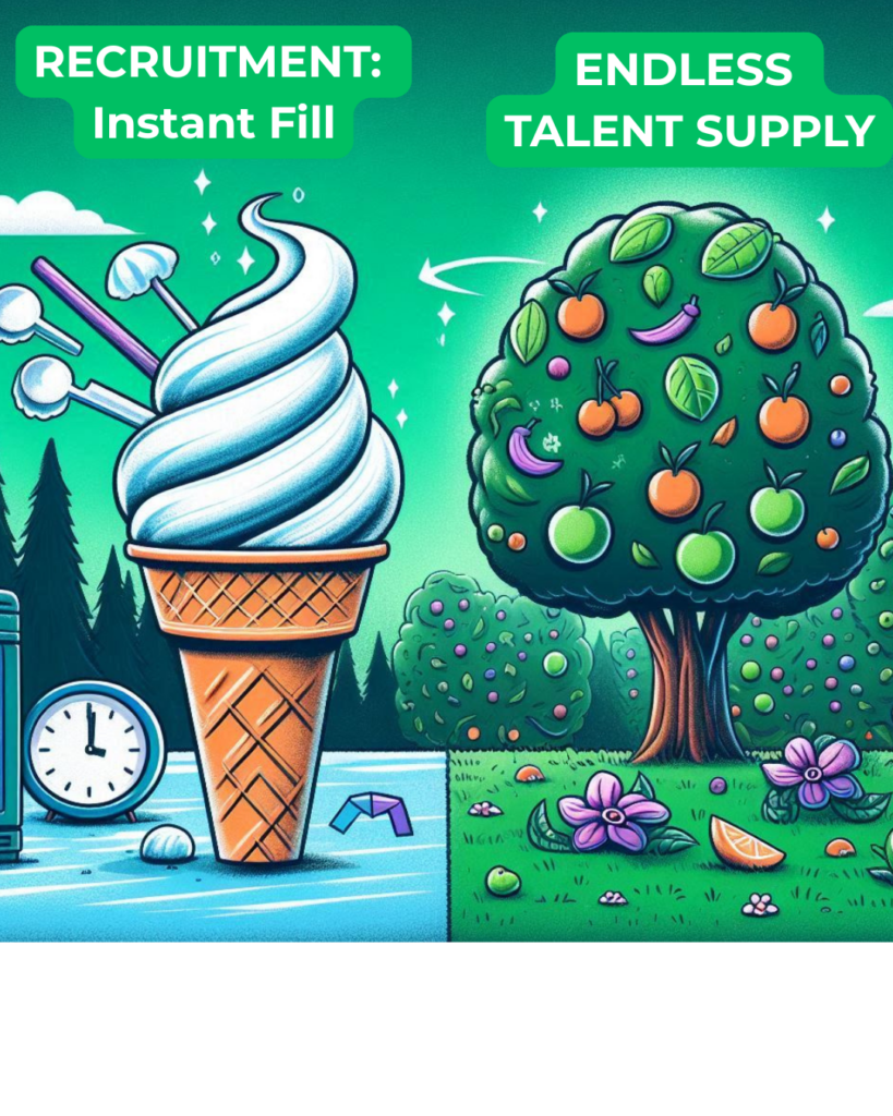 Talent Acquisition vs Recruitment ice cream vs orchard analogy for staffing