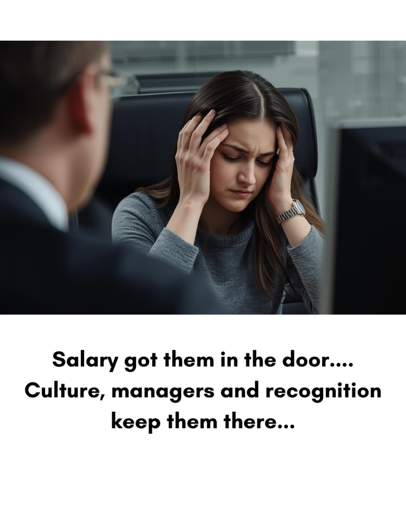 Manager and employee in tense meeting - salary alone does not retain high performers