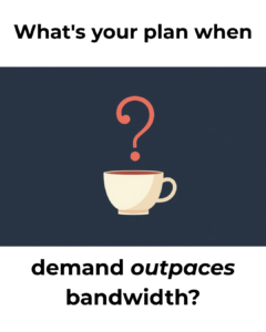 coffee cup with question mark representing recruiter bandwidth question